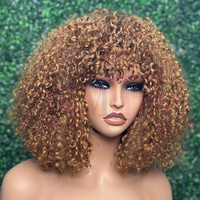 Perruque bouclée Pixie Super Double Drawn en cheveux humains vietnamiens, densité 200%, couleur 1b/30, fabriquée à la machine, pour femmes noires