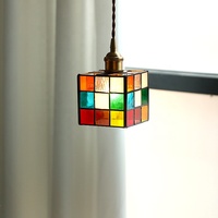Lustre carré en verre fait main coloré en forme de Rubik's Cube, moderne, pour salon, salle à manger, chambre, bar, décoration