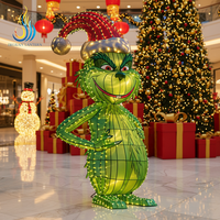 Lanterne LED 3D personnalisée pour festival, figurine de monstre vert avec chapeau de Père Noël pour la décoration de fête de Noël