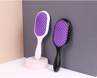 Brosse à cheveux démêlante imperméable pour femmes avec logo personnalisé, fonction de massage, poils en nylon, design rond - OEM/ODM disponible