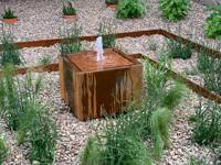 Rideau d'eau en acier corten, fontaines d'eau, jardins, cascade, fontaine, table d'eau