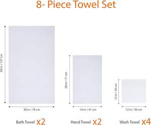 Ensemble de serviettes en coton pour le visage Serviette de bain blanche douce et unie - Product Image 4