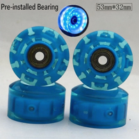 Roues de patins à roulettes en PU clignotantes 53x32mm, s'illuminent avec roulements préinstallés pour patins à roulettes et skateboards, multicolores