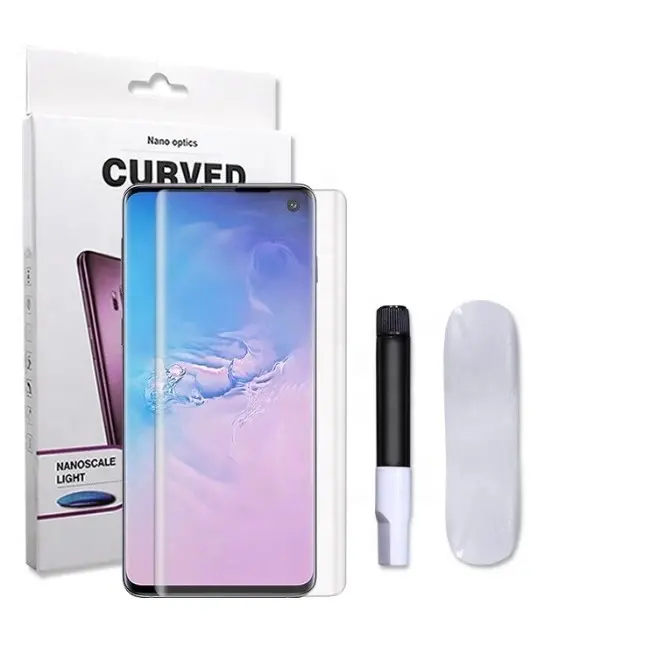 3d UV Liquid Full Glue Tempered Glass For Samsung S23 Ultra S22 + S21 S20 NOTE20 S10 Glue Screen Protector Fingerprint Support
