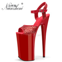 Nouveau femmes élégant Super mince talons 26cm Peep Toe fête passerelle Sexy fétiche exotique danseur plate-forme sandales défilé spectacle reine
