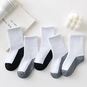 Bán Buôn 5 Cặp Đen Duy Nhất Màu Trắng Vớ Cô Gái Cậu Bé Trẻ Em Sinh Viên Cotton Crew Socks Cho Trẻ Em