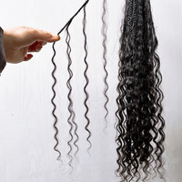 Tresses Boîte Bohèmes au Crochet Avec Boucles de Cheveux Humains, Tresses Boîte Déesse Pré-Bouclées, Cheveux Humains à Tresser