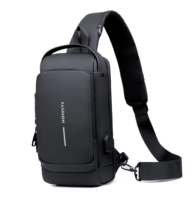 Sac bandoulière antivol tendance avec port USB et serrure à code, sac de poitrine étanche personnalisable pour homme – Nouvelle collection