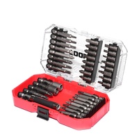 Kit de 37 embouts de tournevis en acier S2 sablé, magnétiques, Phillips, Torx, plats, avec douilles et étui de rangement