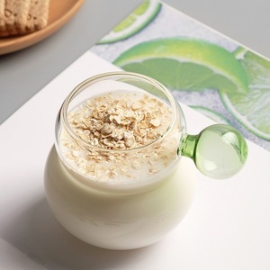 Tazza in <span class=keywords><strong>Vetro</strong></span> Borosilicato a Strato Singolo, Forma a Zucca Carina con Manico Colorato, per Succhi, Latte e Acqua - Product Image 3