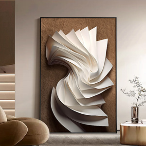 Cuadro Abstracto al Óleo sobre Lienzo con Marco Negro Rectangular, Decoración Moderna para Sala de Estar, Pintura de Alta Gama para Entrada - Product Image 1