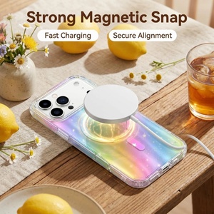 Custodia per telefono IMD Rainbow Gradient Laser trasparente per <span class=keywords><strong>iPhone</strong></span> 18 17 16 15 14 Pro Max, magnetica, anti-ingiallimento, colorata - Product Image 2