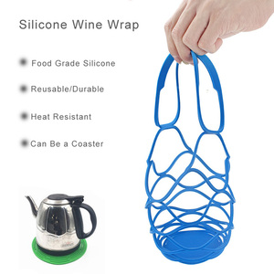 Hot Selling Custom Printed Logo Handbag for Wine Silicone Carrie Tote Bag Wrap Cup <b>Coaster</b> Picnic Mesh Basket - Product Image 4