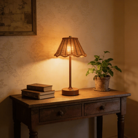 Nouvelle lampe de table créative en rotin, style japonais rétro, veilleuse à intensité variable, rechargeable, style d'Asie du Sud-Est, lampe de décoration pour la maison