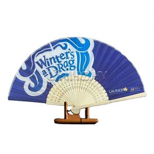 Handmade Portable Bamboo Folding Fan Painted Decorative Pattern for Business <b>Gifts</b> or Weddings - Product Image 3