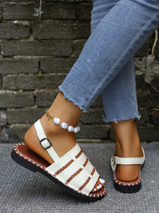 Sandales d'été vintage tissées pour femmes, trois couleurs au choix, boucle arrière réglable, plateforme confortable, chaussures de marche en plein air - Product Image 6
