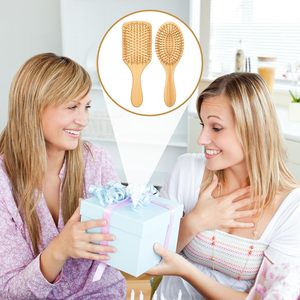 100% Pure Bamboo Detangle Hair <b>Brush</b> Natural Wooden Pin Paddle Massage <b>Brush</b> Cushion Hairbrush - Product Image 4