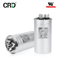 Condensateur à film mince double allumage en aluminium CRD CBB65 60+8uF 370VAC certifié antidéflagrant pour démarrage de compresseur HVAC et ventilateur, conforme RoHS