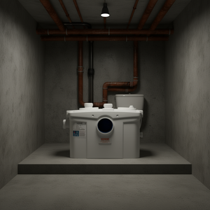 Système de pompe de macération Vevor 800W à double chasse, montage au sol, décharge arrière, kit d'évacuation des eaux usées pour sous-sol - Product Image 2