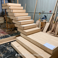 Escalier intérieur empilé en bois, structure flottante avec marches en bois massif pour villas, directement de l'usine