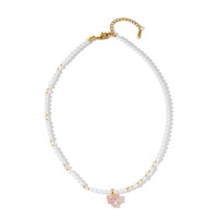 Colliers élégants en acier inoxydable plaqué or avec zircon et perles, bijoux minimalistes de luxe léger, vente en gros TGXL14112