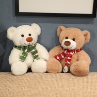 Ours en peluche de Noël multicolore avec écharpe de Noël, jouet en peluche doux et moelleux pour la décoration de la maison et du bureau