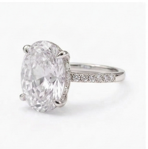 Oval Special Cut Zircon Engagement <b>Ring</b> 925 Sterling Silver Rhodium Plated Halo Pave Band for Women Wedding Gift - Product Image 2