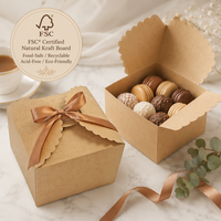 Caja de Regalo de Papel Kraft Ecológica con Borde Festoneado, Personalizable con Logotipo, Cinta Resistente y Lazo para Recuerdos de Boda
