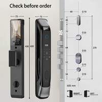 DF03XF Serrure Intelligente WiFi Tuya avec Interphone Vocal 9 Langues, Accès Biométrique (Empreinte Digitale/Réconnaissance Faciale) Compatible Portes en Aluminium/Acier