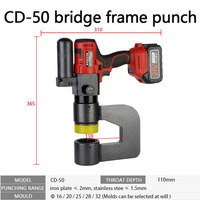 Perforateur de cadre de pont CD-50, ouvre-trou pour cheminée de câbles sans fil 21V, sans bavure, gorge de 110 mm, direct usine, matrices de 16-32 mm pour poutre de charpente