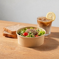 Op maat bedrukte biologisch afbreekbare, milieuvriendelijke, wegwerp ronde kraft papieren saladekommen van 26oz, 32oz en 38oz voor fruit, catering en maaltijdvoorbereiding