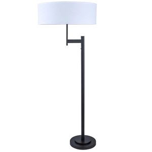 Lámpara de Pie Contemporánea de Hierro Negro con Pantalla de Tela Tipo Tambor, Base E27, para Hotel, Hogar, Sala de Estar, Dormitorio, Fuente de Luz LED - Product Image 2