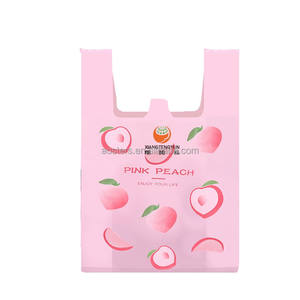 Kekuatan besar tas mudah terurai 100% tas rompi kaus belanja plastik murah untuk belanja dengan logo - Product Image 4