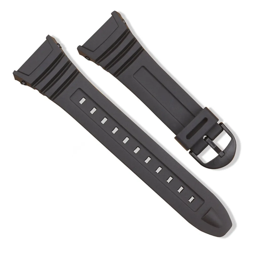 Bracelet de montre en Silicone de 18mm, bracelets de montre PU noir de haute qualité pour bracelet de montre Ca sio W-96H