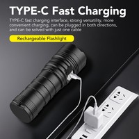 Lampe torche industrielle USB ultra-lumineuse 1600LM 20W, portée 400-500M, batterie 6000mAh, lumière 7500K, étanche IP68 pour le camping et la randonnée