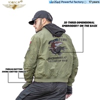 Blouson aviateur classique pour homme, hiver, avec broderie, imperméable, anti-plis, en stock