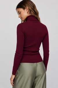 Haut en coton côtelé à col roulé pour femme, design unique, manches longues, style décontracté, disponible au meilleur prix du marché. - Product Image 5