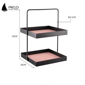 <span class=keywords><strong>Pro</strong></span> D Double coussin en cuir plateau de rangement nordique avec poignée porche affichage cosmétiques Snack plateau - Product Image 5