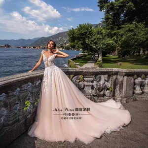 White V-Neck A-Line Wedding Dress Chiffon With Embroidery Natural Waistline Cut-Out For Brides 2026 New Style - Product Image 2