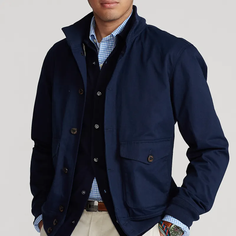 Veste à simple boutonnage et fermeture éclair de couleur personnalisée pour hommes