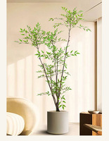 Grande plante artificielle de bambou des mers du Sud, écologique, en pot, pour décorations de Noël et d'Halloween, en plastique durable