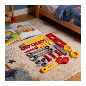 Interactive Construction <b>Tool</b> Toys <b>Set</b> Wooden Workbench Toolbox Engineer Drill Pretend Play Learning Development Activity Toy - Product Image 2