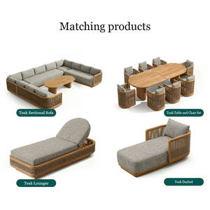 Ensemble <span class=keywords><strong>de</strong></span> canapés d'extérieur YORLLA <span class=keywords><strong>de</strong></span> luxe en teck, en forme <span class=keywords><strong>de</strong></span> U, avec cordage tressé, mobilier <span class=keywords><strong>de</strong></span> <span class=keywords><strong>jardin</strong></span> pour villa - Product Image 2