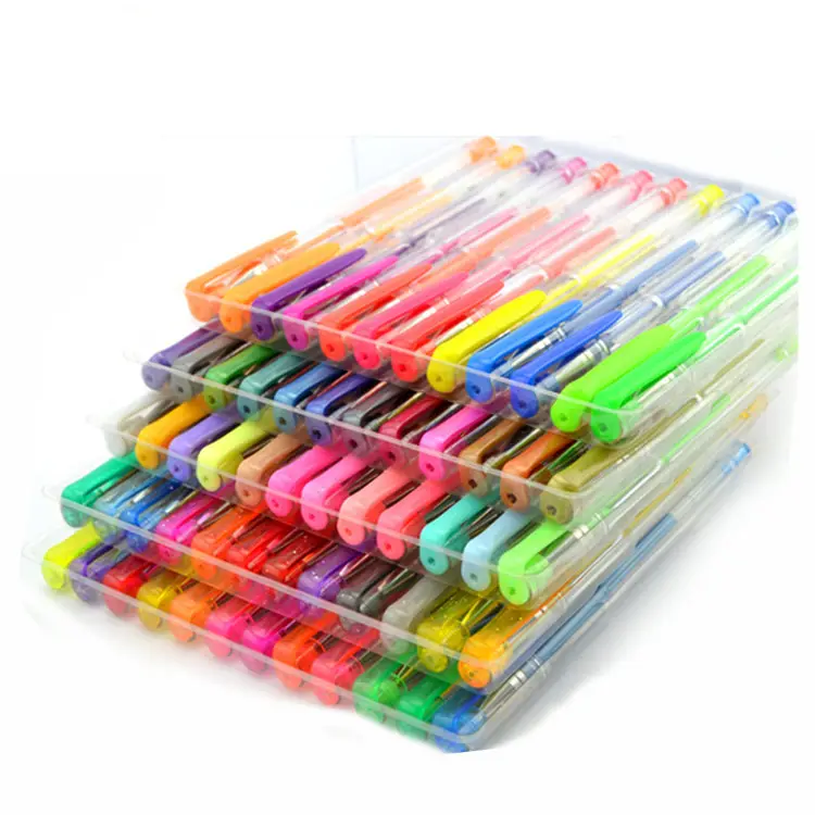 Free samples 100 colors Neon Pastel Metallic Glitter plastic Gel ink Pen Set for office school art drawing