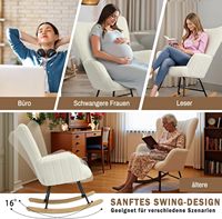 Fauteuil à bascule et fauteuil 2 en 1, dossier haut, bois massif, blanc crème, inclinable, meubles de maison pour salon, lecture pour bébé