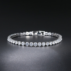 <span class=keywords><strong>Bracelet</strong></span> Tennis <span class=keywords><strong>pour</strong></span> Femmes Plaqué Or Blanc, Oxyde de Zirconium 4 MM - Product Image 4