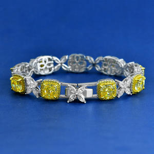Nouveau bracelet en argent 925 carré d'<span class=keywords><strong>engrais</strong></span> 7*7 fleur de glace coupée jaune d'oie 5A bijoux en zircon 16/18cm vente directe en usine - Product Image 1