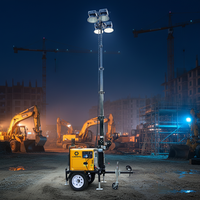 Générateur diesel mobile de type remorque à longue durée de vie, tour d'éclairage LED de 7 m avec indice de protection IP65 et angle de faisceau de 360°