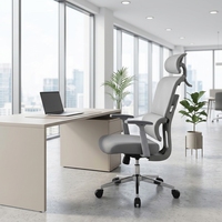 Chaise de bureau ergonomique moderne en maille avec accoudoirs et appuie-tête 3D réglables, base coulissante - Usage commercial