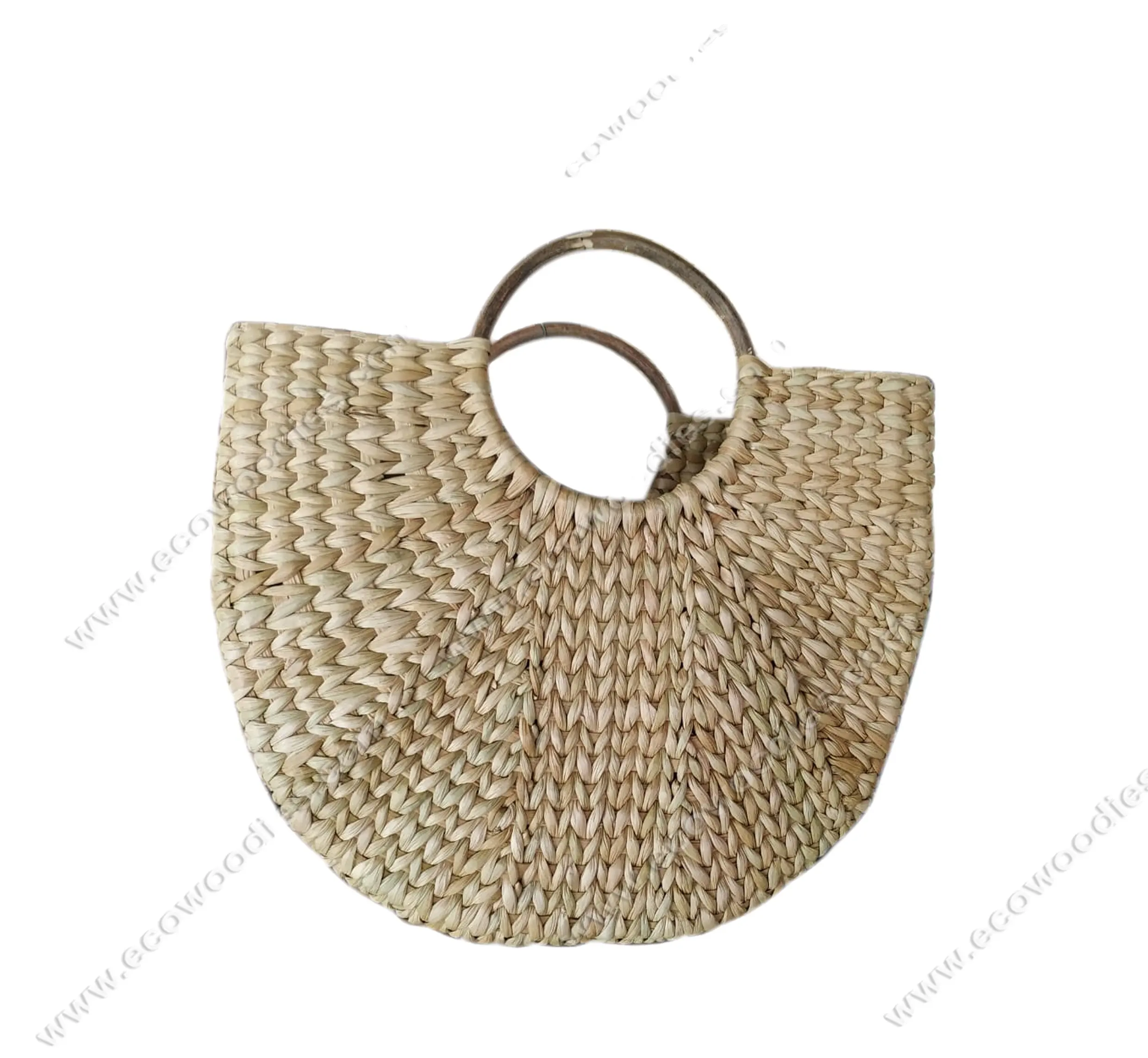 Modern Spacious Bamboo Rattan Sea Grass Handbag Hobo Mini Ring Tote Handle Retro Summer Beach Straw Bag Basket